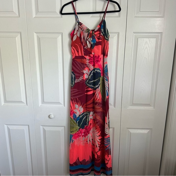 Express Dresses & Skirts - Express Vibrant Multicolor Sleeveless Hawiian Print Maxi Dress Sz S Slits Resort